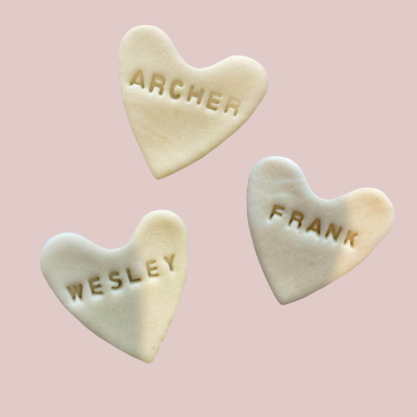 White Name Heart Bikkies