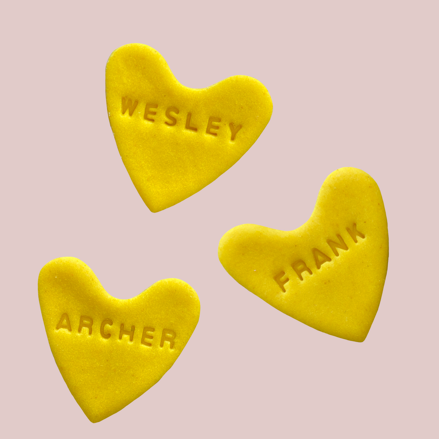 Yellow Name Heart Bikkies